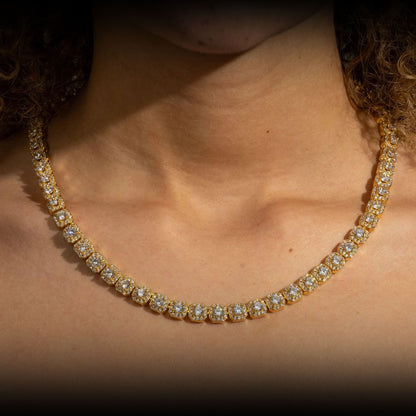 Moissanite Clustered Tennis Chain 14K Gold